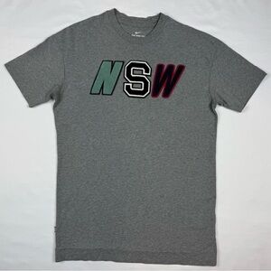 Nike NSW Mens T-Shirt Sz Large Letterman Grey Short Sleeve C6